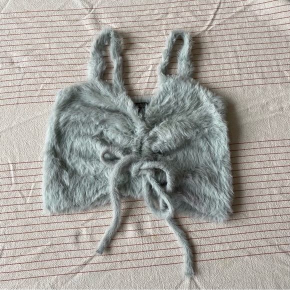 Fuzzy Gray Crop Top - Picture 2 of 6